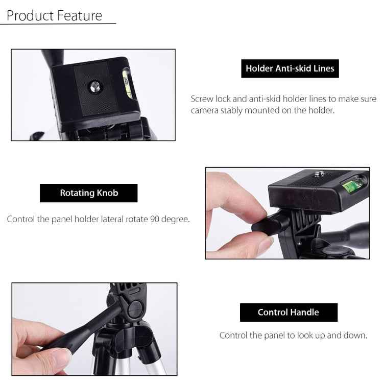 3120 Live Broadcast Tripod 4-Section Folding Legs Aluminum Alloy Tripod Mount with U-Shape Three-Dimensional Tripod Head for DSLR & Digital Camera, Adjustable Height: 34-103cm
