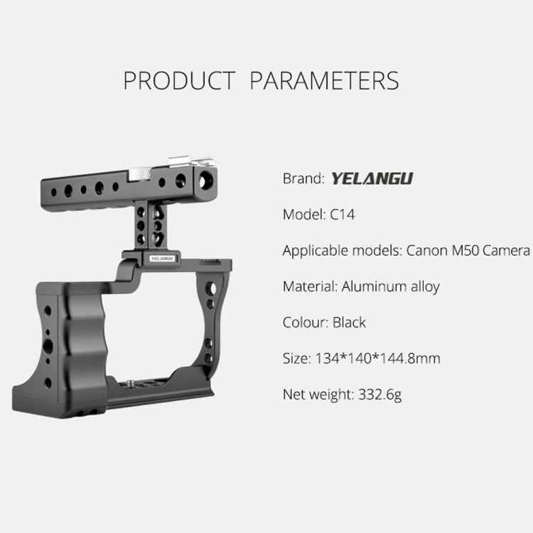 YELANGU C14 YLG0714A Video Camera Cage Stabilizer with Handle for Canon EOS M50