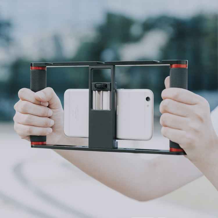 YELANGU PC05 YLG0909B Vlogging Live Broadcast Smartphone Metal Cage Video Rig Filmmaking Recording Handle Stabilizer Bracket for iPhone, Galaxy, Huawei, Xiaomi, HTC, LG, Google, and Other Smartphones