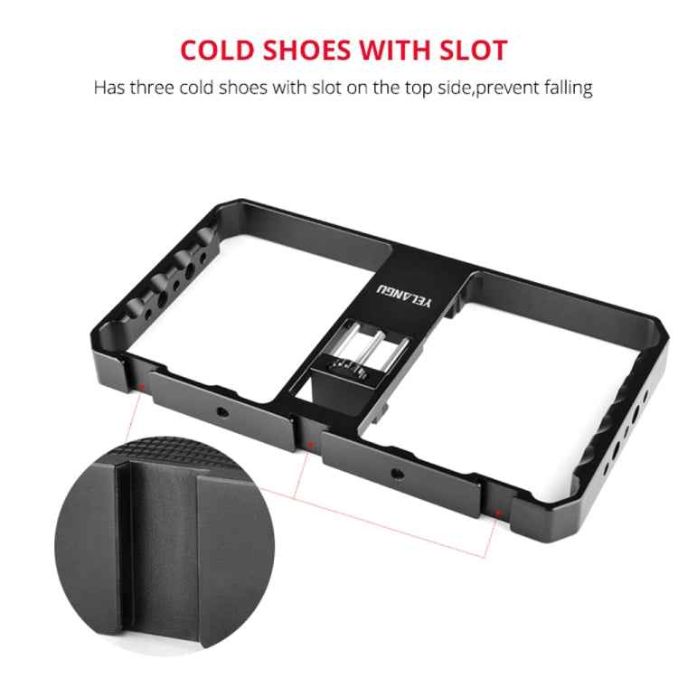 YELANGU  PC06 YLG0909A Vlogging Live Broadcast Smartphone Metal Cage Video Rig Filmmaking Recording Handle Stabilizer Bracket for iPhone, Galaxy, Huawei, Xiaomi, HTC, LG, Google, and Other Smartphones