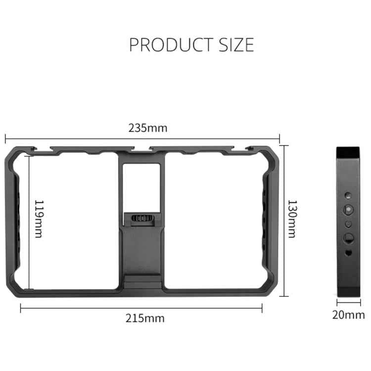 YELANGU  PC06 YLG0909A Vlogging Live Broadcast Smartphone Metal Cage Video Rig Filmmaking Recording Handle Stabilizer Bracket for iPhone, Galaxy, Huawei, Xiaomi, HTC, LG, Google, and Other Smartphones