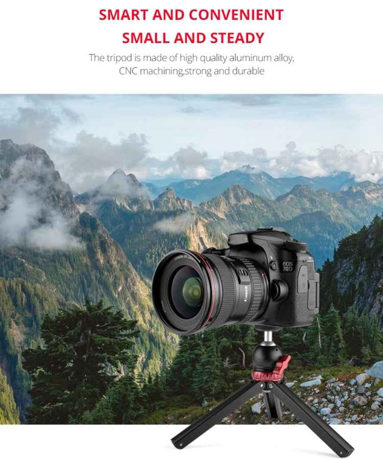 YELANGU T1 YLG1202A Pocket Mini Metal Desktop Tripod Mount with 360 Degree Ball Head for DSLR & Digital Cameras