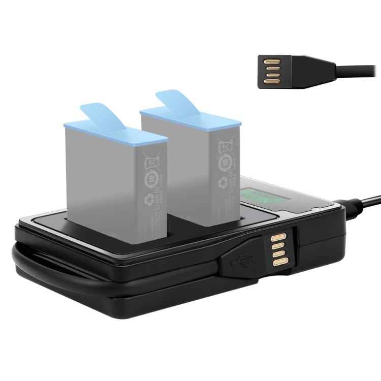 LCD Screen Dual Batteries Charger with Displays Charging Capacity for GoPro HERO9 Black / HERO10 Black