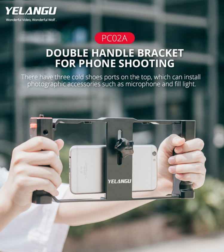 YELANGU PC02A Vlogging Live Broadcast Plastic Cage Video Rig Filmmaking Stabilizer Bracket for iPhone, Galaxy, Huawei, Xiaomi, HTC, LG, Google, and Other Smartphones