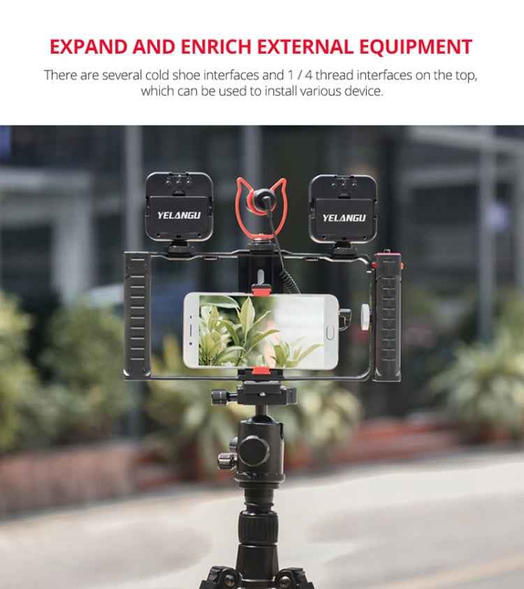 YELANGU PC02A Vlogging Live Broadcast Plastic Cage Video Rig Filmmaking Stabilizer Bracket for iPhone, Galaxy, Huawei, Xiaomi, HTC, LG, Google, and Other Smartphones