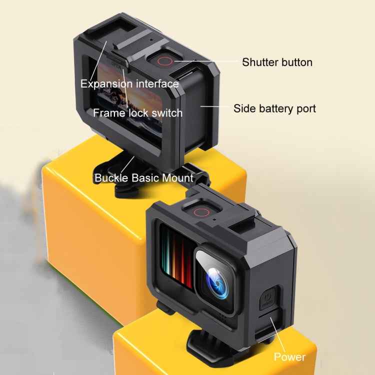 For GoPro HERO10 Black / HERO9 Black ABS Plastic Border Frame Mount Protective Case with Buckle Basic Mount & Screw