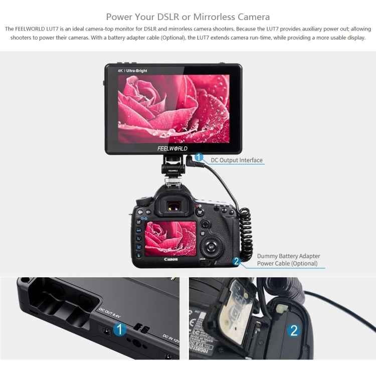 FEELWORLD LUT7 1920x1200 2200 nits 7 inch IPS Screen HDMI 4K Touch Screen Camera Field Monitor