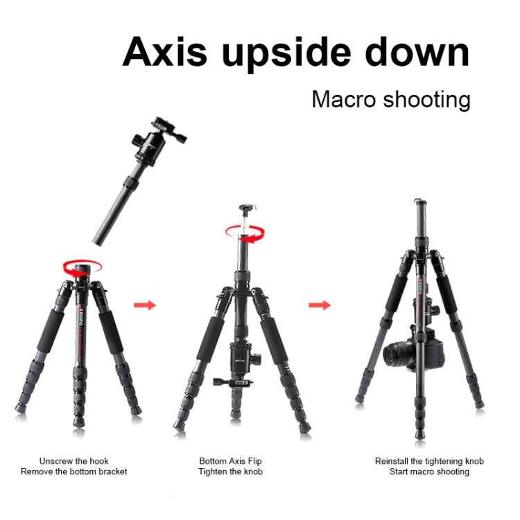 TRIOPO T259G+Q2 Adjustable Portable Carbon Fiber Tripod with Q-2 Ball Head for SLR Camera