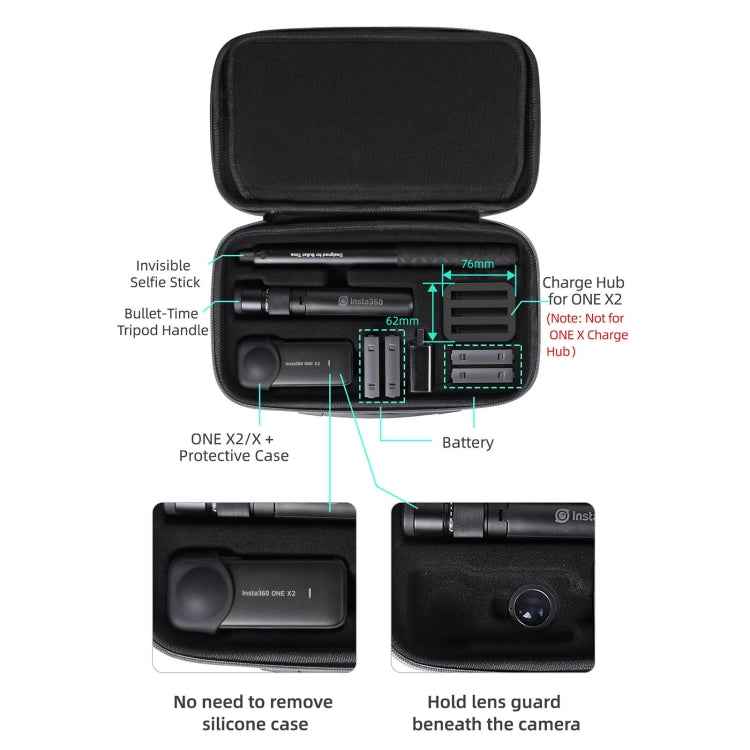 Sunnylife IST-B193 Storage Bag Case Handbag for Insta360 ONE X2 / X