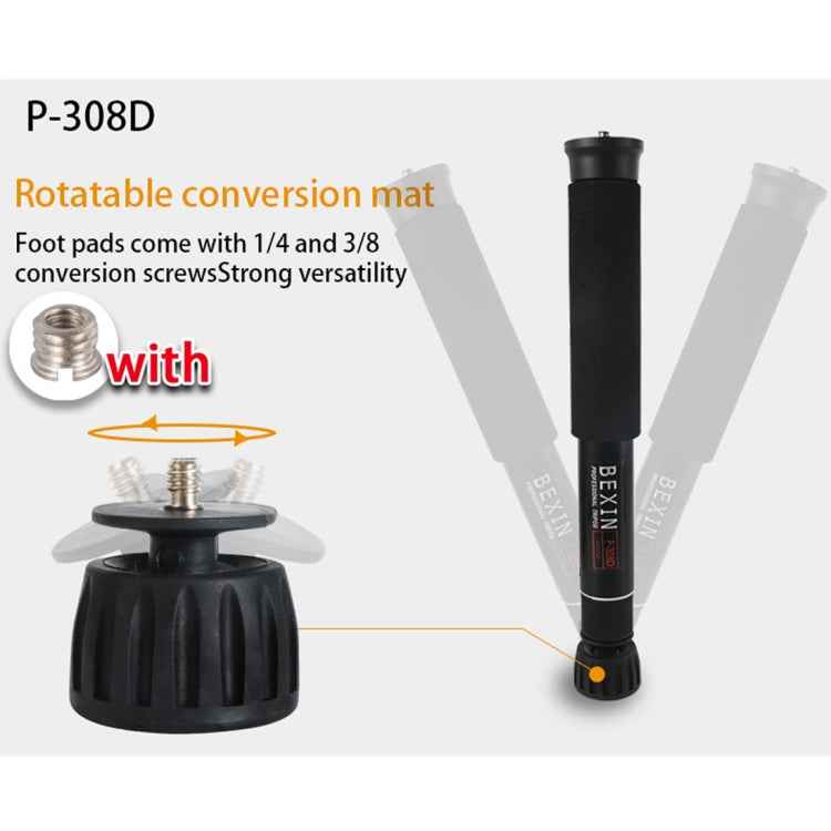 BEXIN P308D Portable Travel Outdoor DSLR Camera Aluminum Alloy Monopod Holder