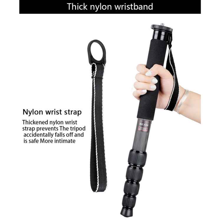BEXIN MCS285 Portable Travel Outdoor DSLR Camera Carbon Fiber Monopod Holder