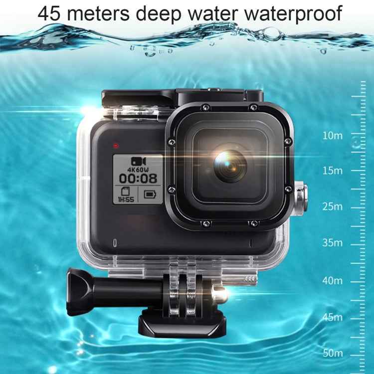 For GoPro HERO8 Black 45m Waterproof Housing Protective Case with Buckle Basic Mount & Screw & (Purple, Red, Pink) Filters & Floating Bobber Grip & Strap & Anti-Fog Inserts