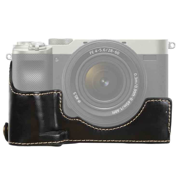 1/4 inch Thread PU Leather Camera Half Case Base for Sony ILCE-7C/A7C