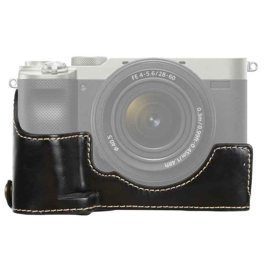 1/4 inch Thread PU Leather Camera Half Case Base for Sony ILCE-7C/A7C
