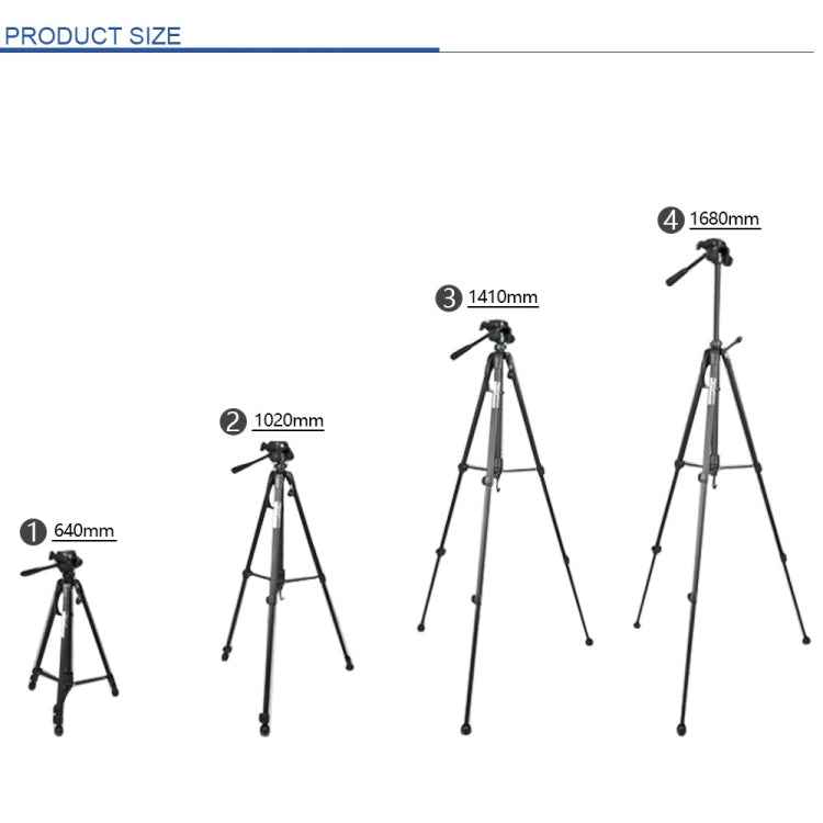 WeiFeng WT-3560 3-Section Folding Legs Live Broadcast Aluminum Alloy Tripod Mount