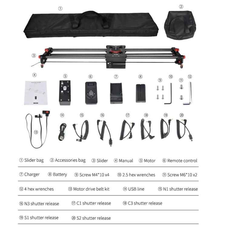 YELANGU L80TC 80cm Electrical Slide Rail Track with 2.4GHz Remote Control for SLR Cameras / Video Cameras