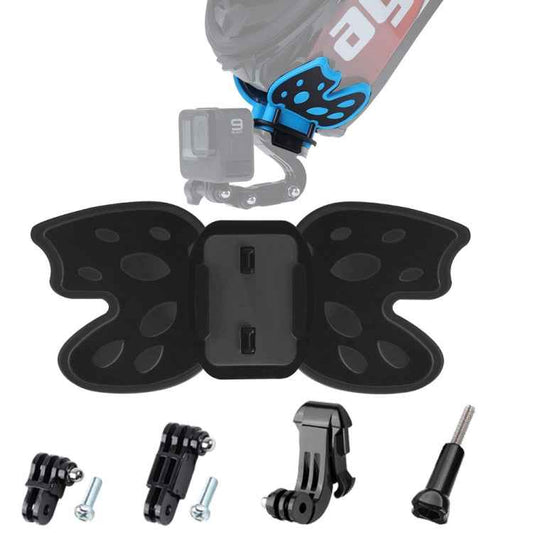 Butterfly Helmet Mount Adapter with 3-Way Pivot Arm & J-Hook Buckle & Long Screw for GoPro, Insta360, DJI and Other Action Cameras