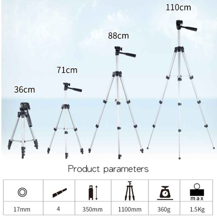 Live Broadcast Tripod 4-Section Folding Legs Aluminum Alloy Tripod Mount with U-Shape Three-Dimensional Tripod Head for DSLR & Digital Camera, Adjustable Height: 35-106cm