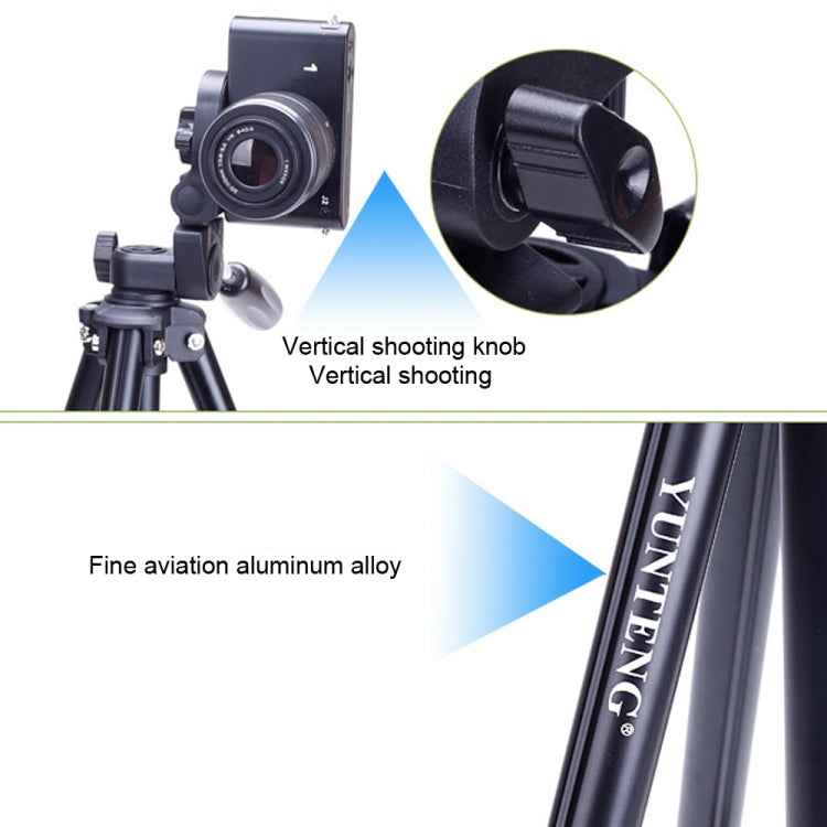 YUNTENG VCT-680RM 4-Section Folding Legs Aluminum Alloy Tripod Mount with Three-Dimensional Tripod Head for DSLR & Digital Camera, Adjustable Height: 46-138cm