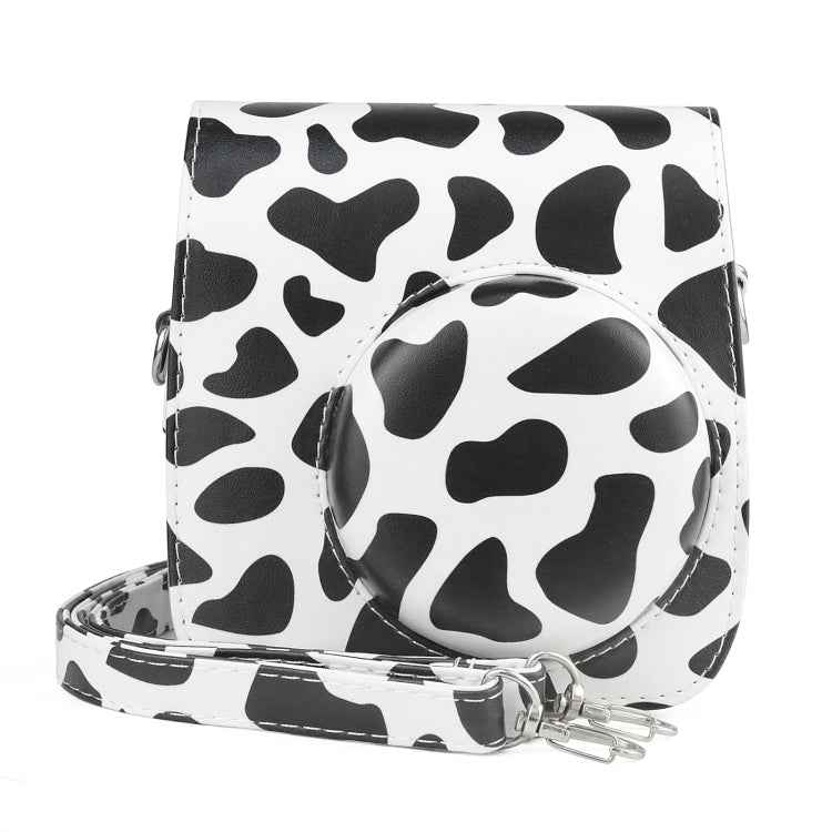 Milk Cow Full Body PU Leather Case Camera  Bag with Strap for FUJIFILM instax mini 7+