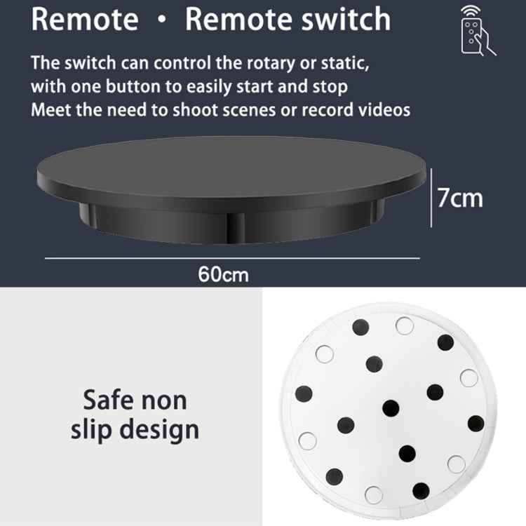 60cm Electric Rotating Display Stand Props Turntable, Load: 100kg, Plug-in Power, UK Plug