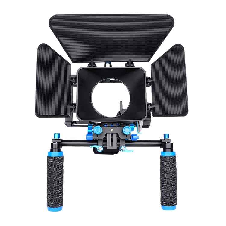 YELANGU D222 Dual Handles Camera Shoulder Mount + Camera Cage Stabilizer Kit with Matte Box + Follow Focus for DSLR Camera / Video Camera