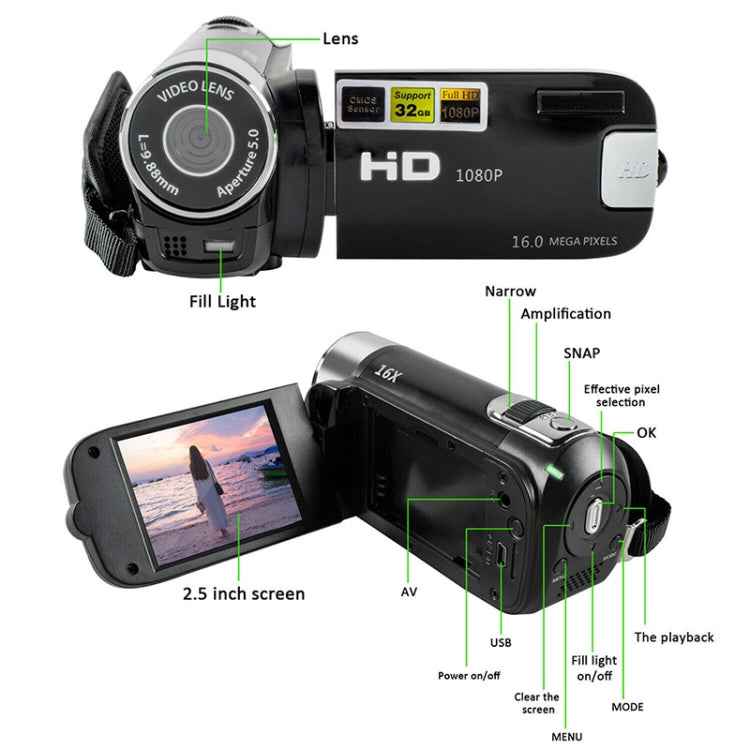 16X Digital Zoom HD 16 Million Pixel Home Travel DV Camera, AU Plug