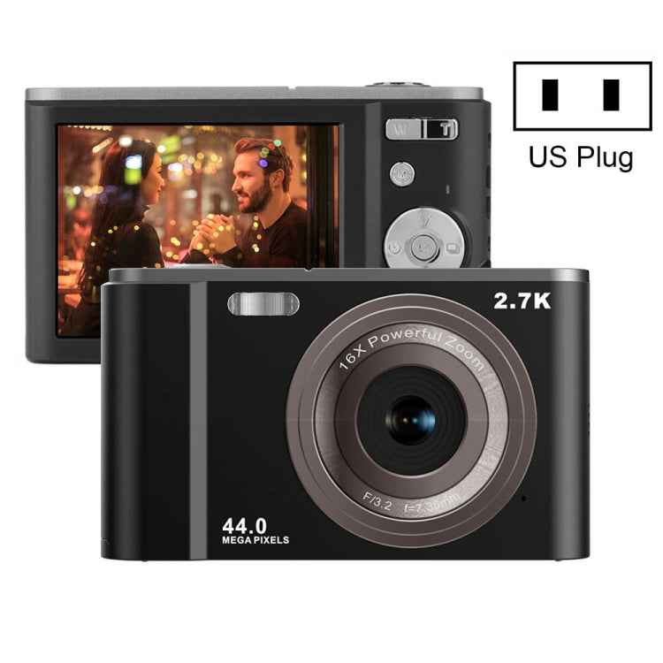 DC302 2.88 inch 44MP 16X Zoom 2.7K Full HD Digital Camera Children Card Camera, US Plug