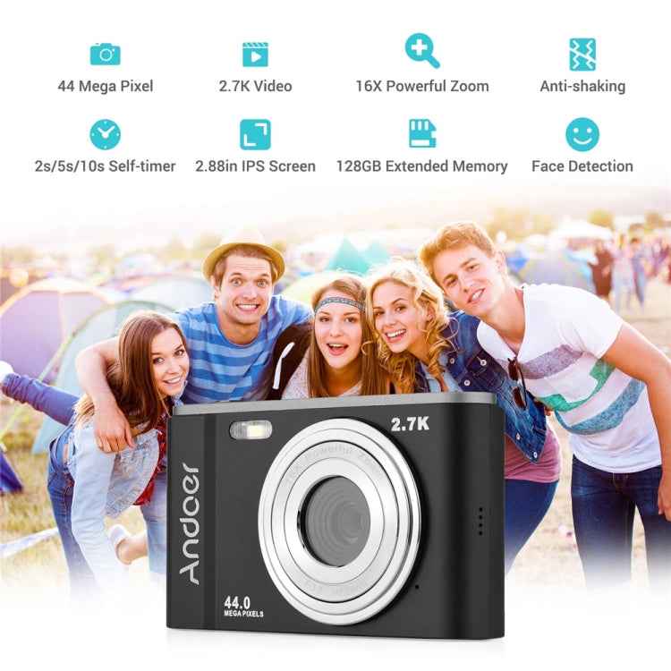 DC302 2.88 inch 44MP 16X Zoom 2.7K Full HD Digital Camera Children Card Camera, US Plug