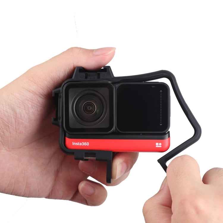 Plastic Frame Mount Protective Case Cage with Tripod Base Adapter & Long Screw & Cold Shoe Base for Insta360 One R