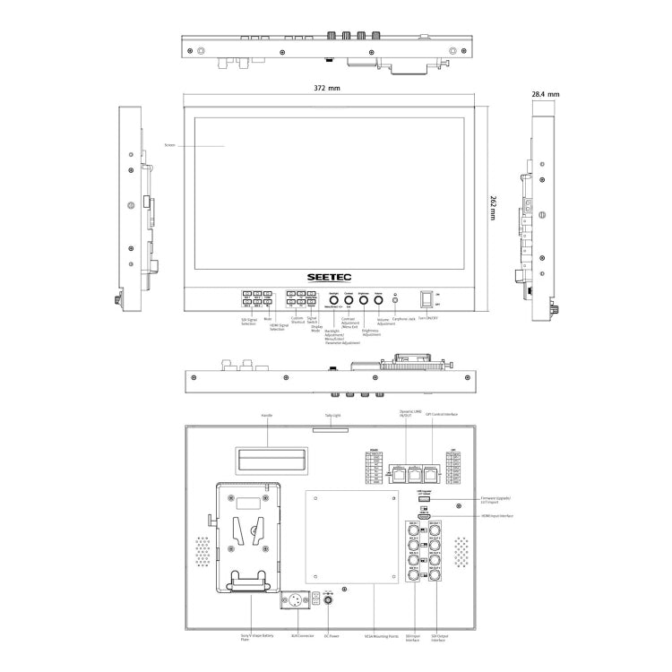 SEETEC ATEM156S 15.6 inch 3G-SDI HDMI Full HD 1920x1080P Multi-camera Broadcast Monitor, ATEM156S