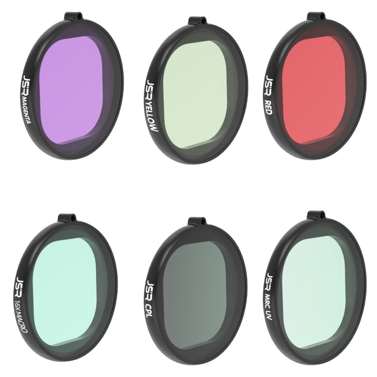 JSR Round Housing Diving 6 in 1 UV + CPL + 16X Macro + Red + Yellow + Purple Lens Filter for GoPro HERO8 Black