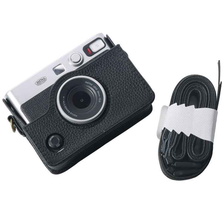 For FUJIFILM instax mini Evo Full Body Camera Genuine Leather Case Bag with Strap