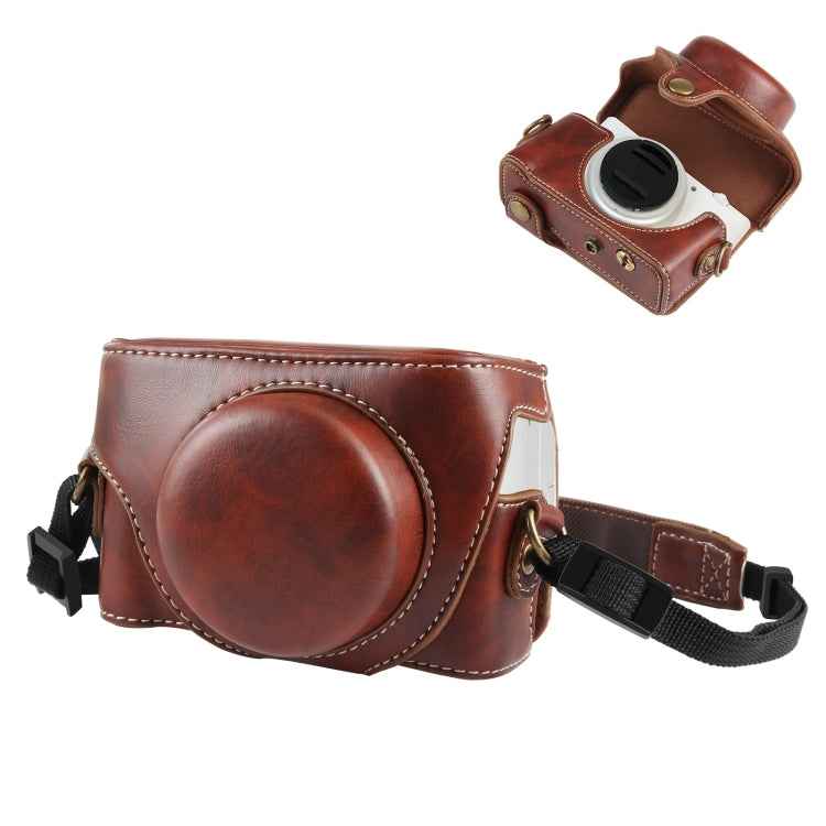 For Sony ZV-1F Vlog Camera Full Body Leather Camera Case Bag with Strap