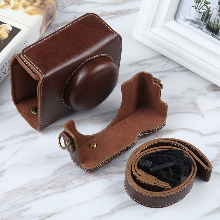 For Sony ZV-1F Vlog Camera Full Body Magnetic Leather Camera Case Bag with Strap, For Sony ZV-1F with Magnetic
