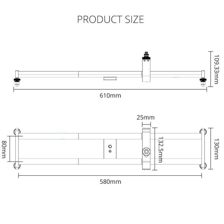 YELANGU YLG0119A 60cm Splicing Slide Rail Track + Trolley Rail Buckle for SLR Cameras / Video Cameras