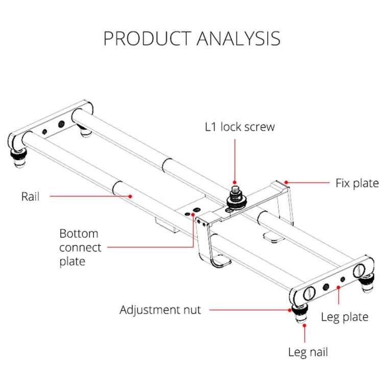 YELANGU YLG0119A 60cm Splicing Slide Rail Track + Trolley Rail Buckle for SLR Cameras / Video Cameras