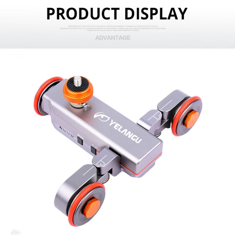 YELANGU L4X Camera 3-wheel Dolly II Electric Track Slider 3-Wheel Video Pulley Rolling Dolly Car with Remote Control for DSLR / Home DV Cameras, GoPro, Smartphones, Load: 3kg