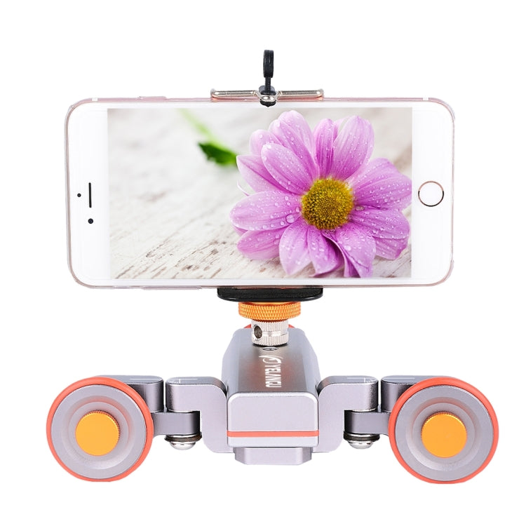 YELANGU L4X Camera 3-wheel Dolly II Electric Track Slider 3-Wheel Video Pulley Rolling Dolly Car with Remote Control for DSLR / Home DV Cameras, GoPro, Smartphones, Load: 3kg