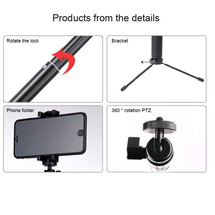 30-93cm Grip Foldable Tripod Holder Multi-functional Selfie Stick Monopod for GoPro, Insta360, DJI and Other Action Cameras, Phones