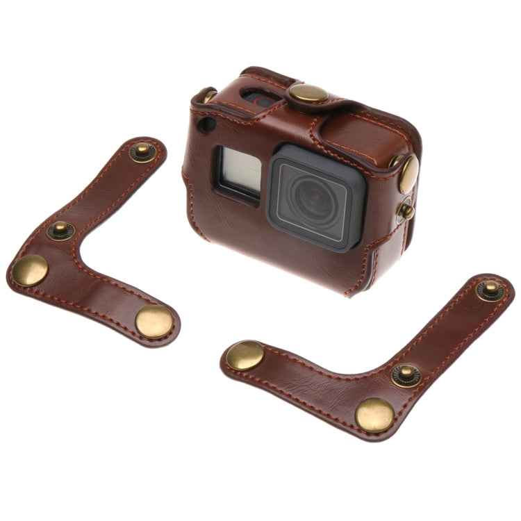 For GoPro HERO7 Black /6 /5  PU Leather Housing Case with Neck Strap & Buttons