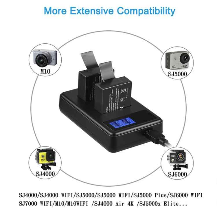 SJCAM SJ7000 / SJ6000 / SJ5000 / SJ4000 Battery LCD Screen Dual Batteries Charger, Displays Charging Capacity