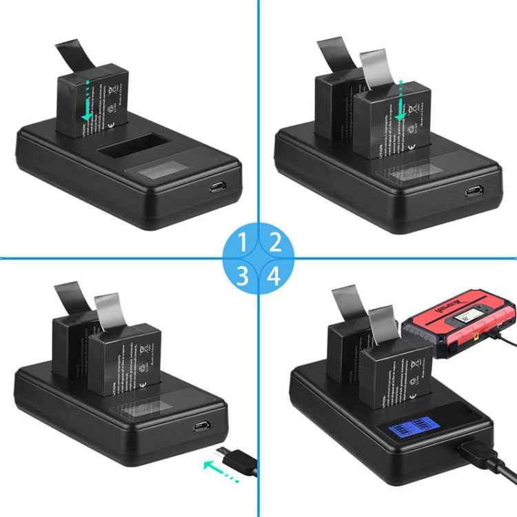 SJCAM SJ7000 / SJ6000 / SJ5000 / SJ4000 Battery LCD Screen Dual Batteries Charger, Displays Charging Capacity