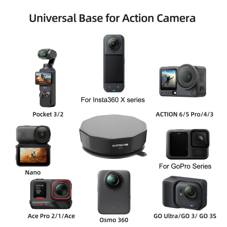 Sunnylife Universal Suction Cup Adapter Base Strong Suction Sucker for Action Camera