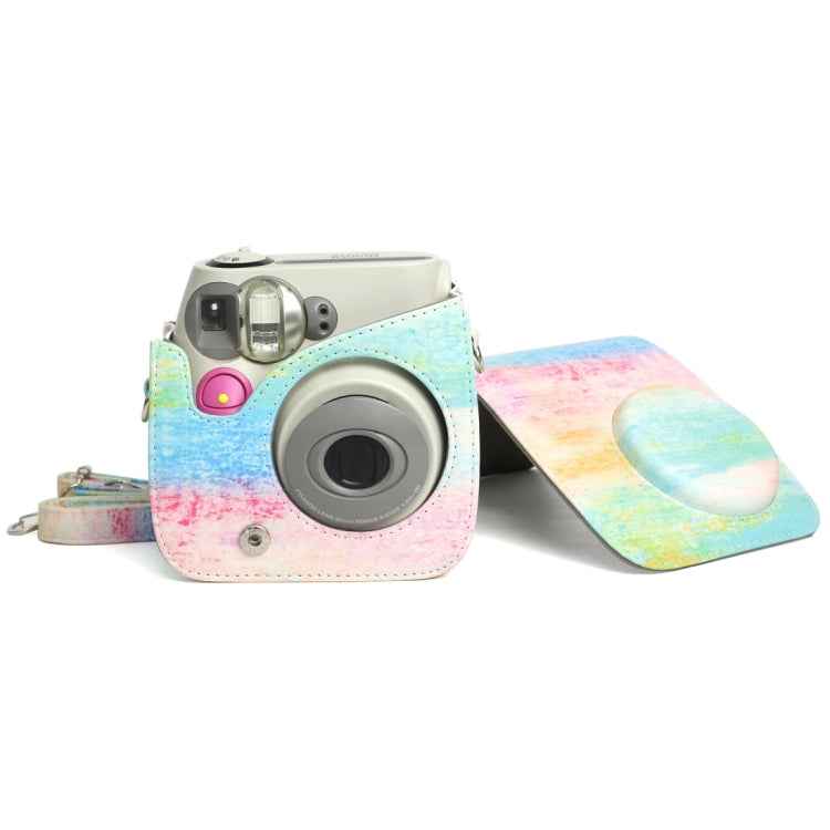 Rainbow Oil painting Pattern PU Leather Protective Camera Case Bag For FUJIFILM Instax Mini 7S / 7C Camera