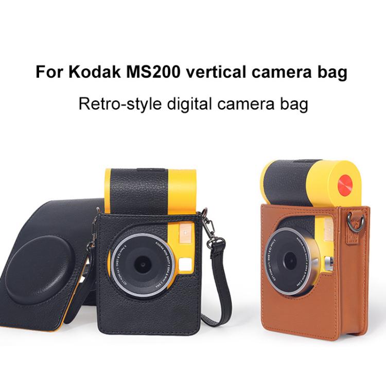 Vertical Full Body Camera Vegan Leather Case Bag with Strap For Kodak MiniShot2 Era MS200, For Kodak MINI SHOT 2 ERA MS200