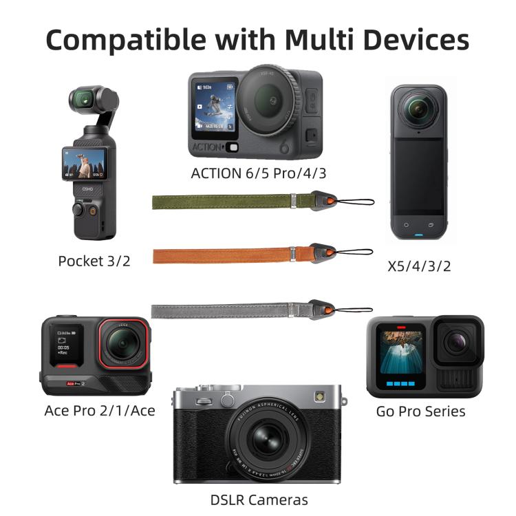 Sunnylife Universal Quick-Release Wrist Strap Adjustable Wrist Lanyard Soft Safe Rope for Action Camera