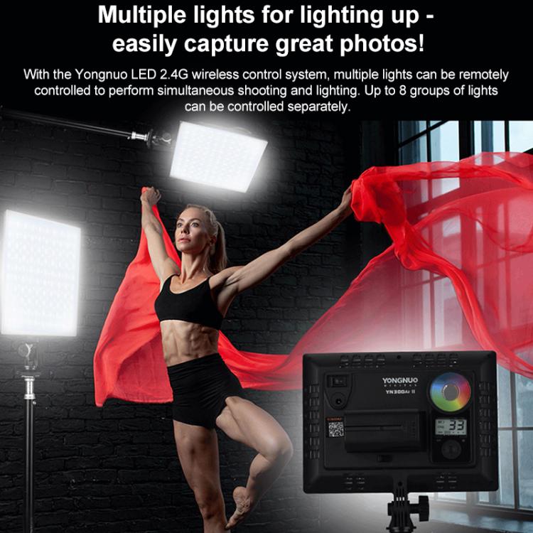 YONGNUO YN300Air II LED Vlog Light Panel RGB Full Range Photography Bi-Color 3200K-5600K, YN300Air II