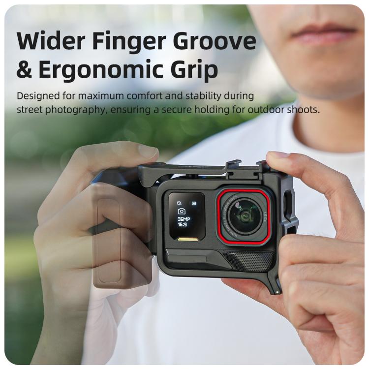 Sunnylife Street Photography Handle Ergonomic Hand Grip Quick Release Shutter Handle for Insta360 Ace Pro 2 / 1, EP2-BK037 For Insta360 Ace Pro 2 / 1
