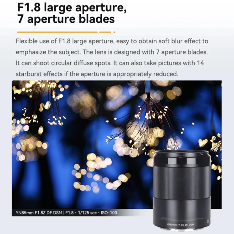 YONGNUO YN85mm F1.8Z DF DSM Lens for Nikon Z6II / Z7II Z-mount Full-frame, YN85mm F1.8Z